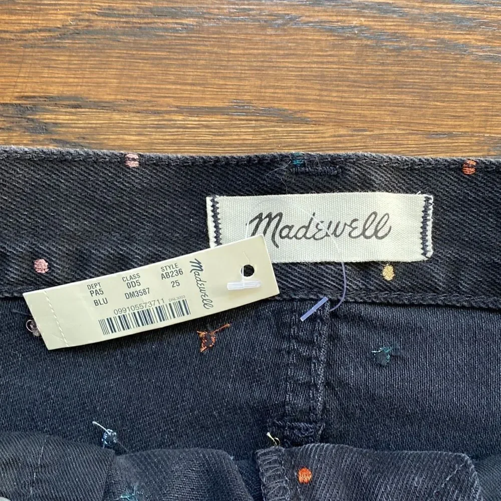 NWT Madewell Black Mini Jean Skirt with Dots - Size 25 - Picture 9 of 16